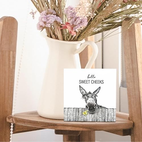 Miniatura 4 de Divertidos letreros de madera para baño, decoración rústica de baño de Hello Sweet Cheeks, divertida decoración de baño de burro, decoración de baño