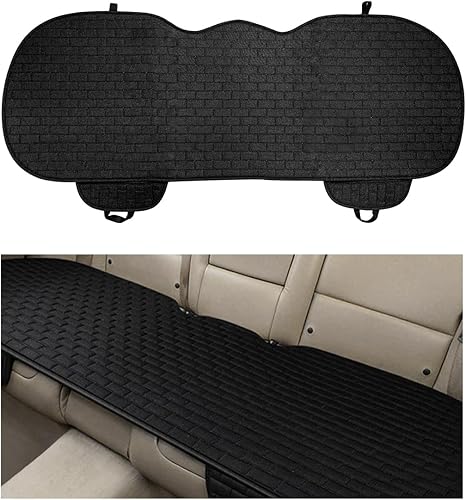 Miniatura 14 de Funda de Asiento de Carro de Lino, Protector de Banco con Fondo Antideslizante, Almohadilla de Asiento Trasero con Bolsillos de Almacenamiento, Gris