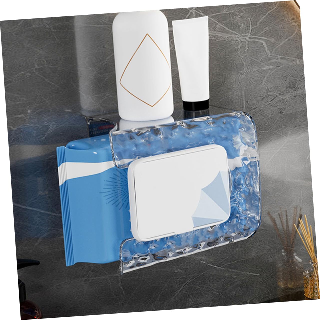 PRETYZOOM 4pcs Wipe Wall Mount Dispenser Tissue Box Organizer Kitchen Wipes Storage Box Wall Mount Container Pet Material image 3