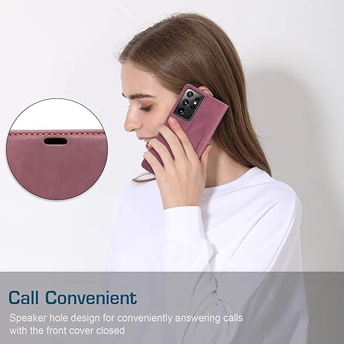 Miniatura 7 de QLTYPRI Para Samsung Galaxy S22 Funda Vintage PU Cuero Billetera Funda TPU Bumper Tarjetas Ranuras Manos Libres Kickstand Cierre Magnético A Prueba