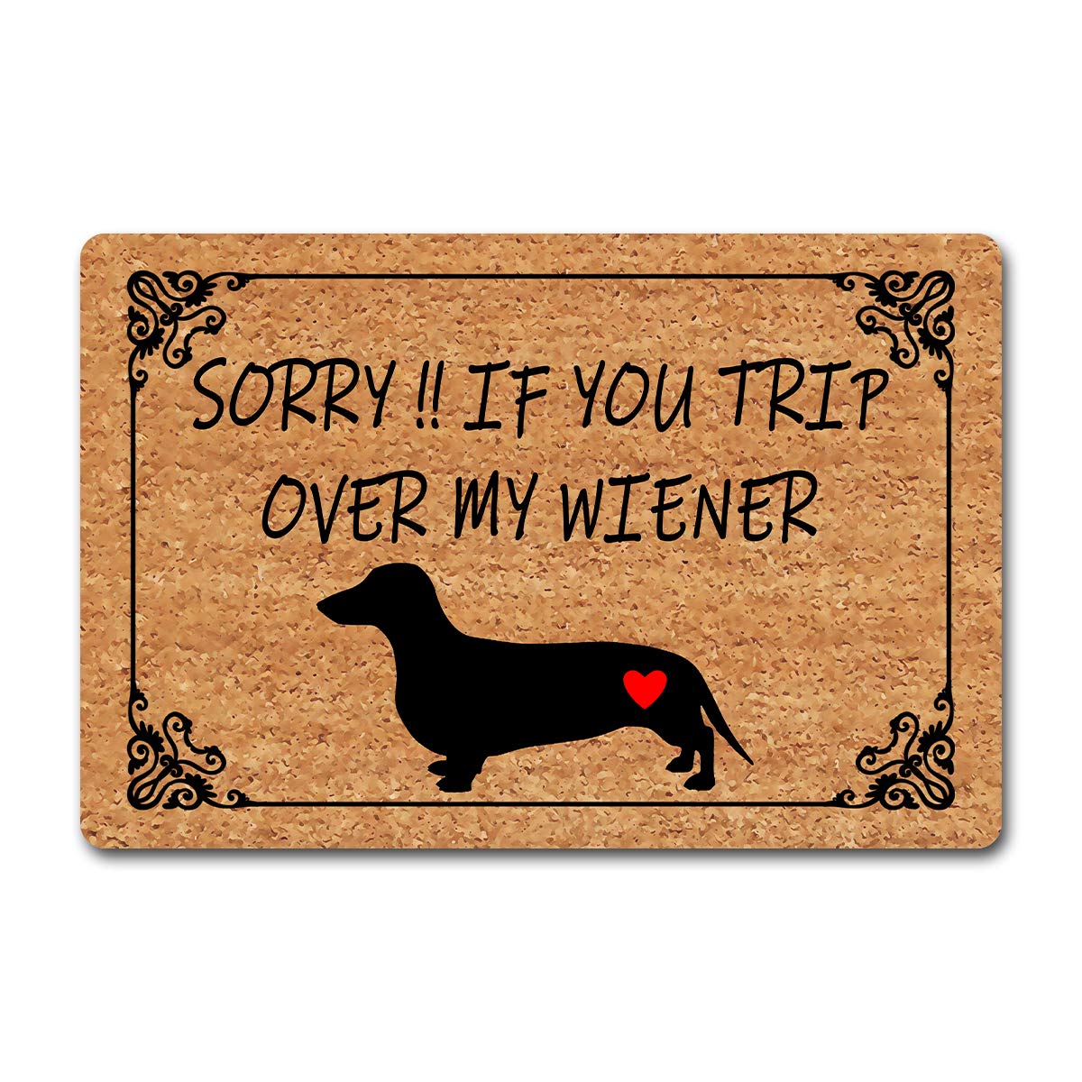 JuliaFunny Welcome Mat Home Decor Doormat Sorry If You Trip Over My Wiener Doormat Cute Wiener Door Mats (23.7 in X 15.6 in) Fabric Top with a Anti-Slip Rubber Back for The Entrance Way Indoor Mat