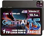 10 Inch Android Tablet, Android 15 with 18GB RAM + 128GB ROM (1TB Expandable), Octa-Core, 1280x800 IPS HD Touchscreen, 5MP+8MP Dual Camera, 6000mAh, Tablet with Face Unlock, Gaming, Widevine L1