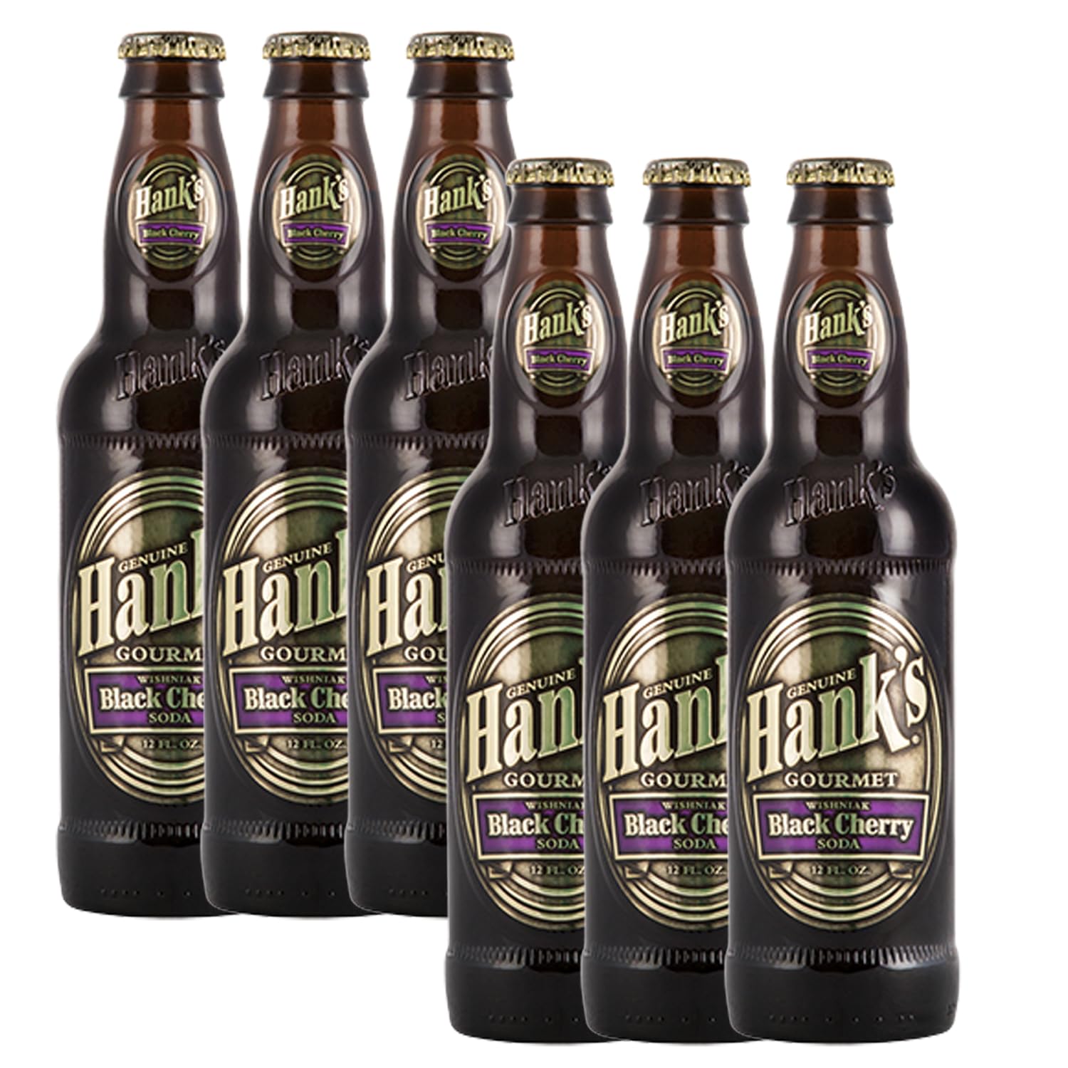 Hank's Genuine Gourmet Black Cherry Soda, 12 fl oz Bottles – Premium Craft Soda with Bold, Creamy Flavor – Made with Wishniak Cherries, Pack of 6