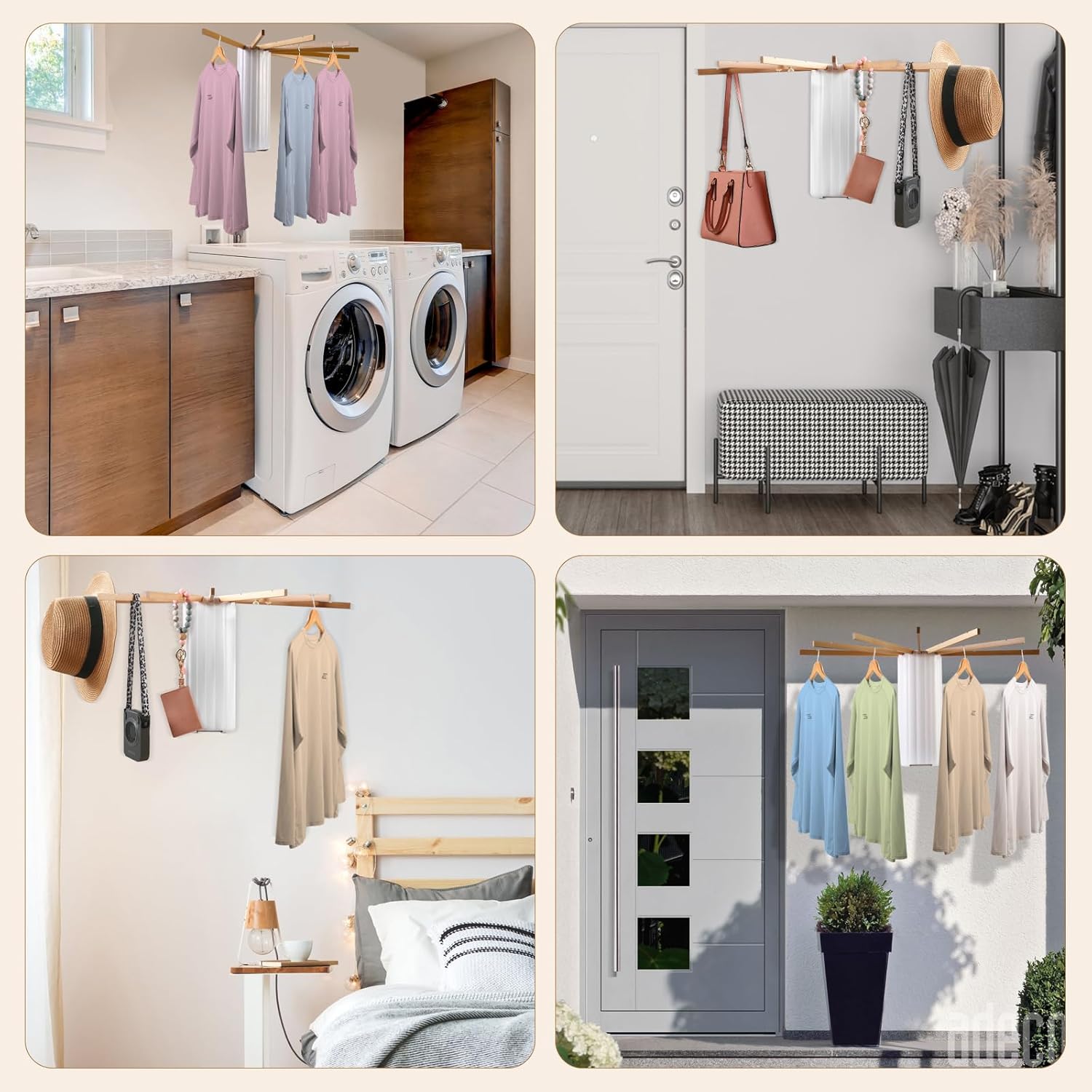 Aluminum Space-Efficient Wall Mounted Drying Rack, Nail-Free Setup, Modern Alloy Construction with 7 Adjustable Arms for Laundry and Towels - Perfect for Bathroom, Bedroom, RV, & Balcony