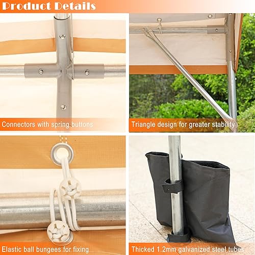 Miniatura 3 de Sophia & William Carport - Tienda de campaña resistente de 10 x 20 pies, refugio de garaje portátil con 4 cables de acero reforzados, marco de acero