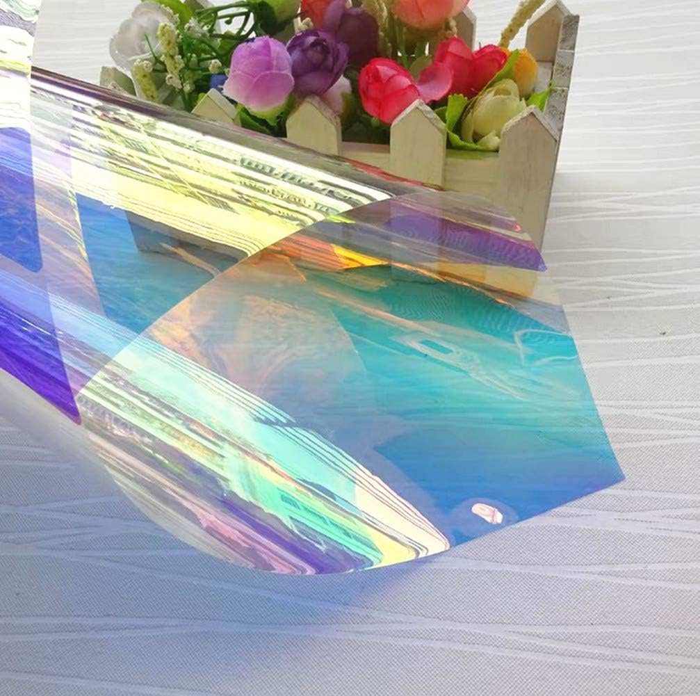 Emoyi Rainbow Glossy Clear Film Holographic Vinyl for Bag Patchwork DIY Window Film Arts Projects 17.7''x39''
