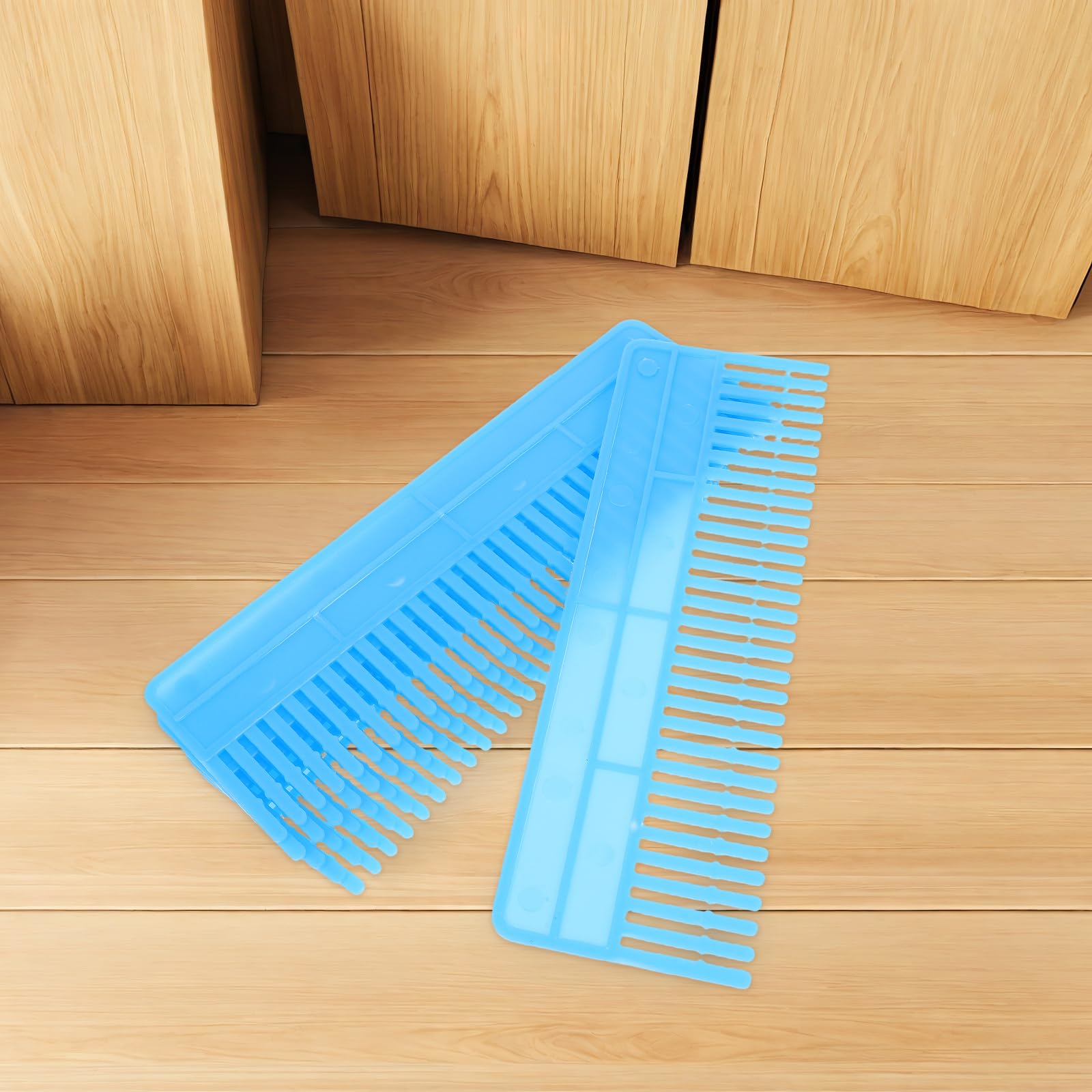 Ciieeo Divisori per Cassetti in Plastica Blu 6 Pezzi Riutilizzabili 31x10 Cm per Organizzare Posate e Trucco Funzione Antiurto per Casa e Ufficio