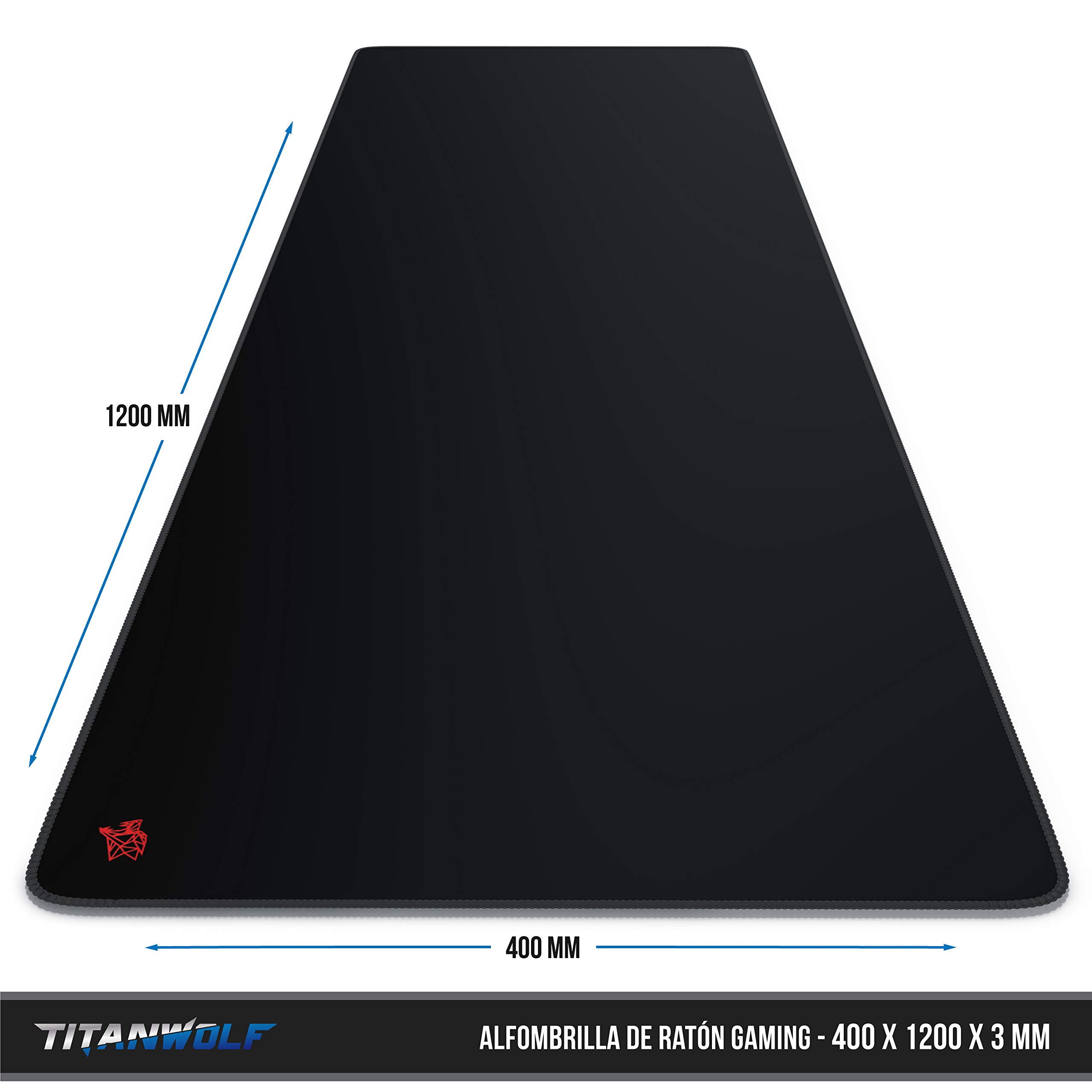 TITANWOLF - Alfombrilla de Ratón de Gran Tamaño 1200x400mm – Mouse Pad Gaming XXL - Precisión y Velocidad en Juegos - Antideslizante, Resistente al Agua - Superficie de Tejido - para Ratón y Teclado