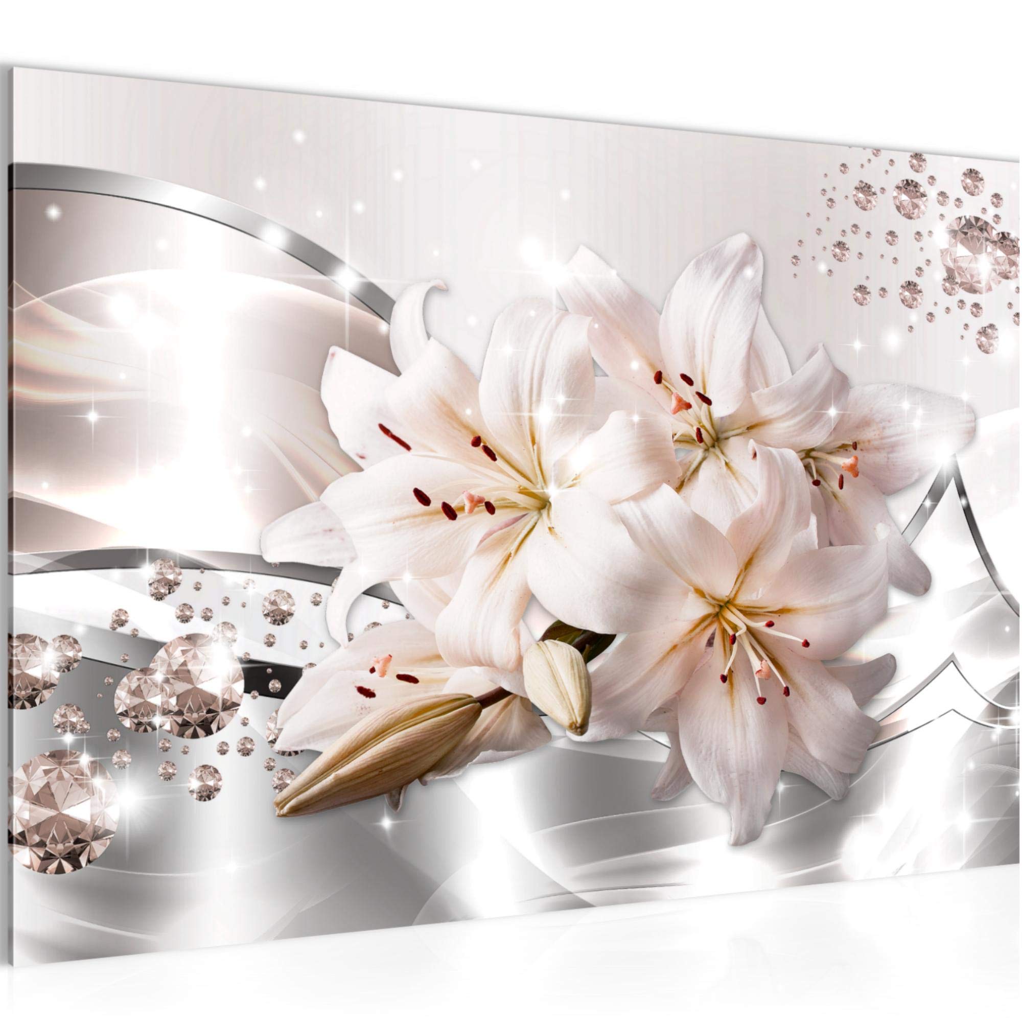 Runa Art Cuadro Flores Lirios Moderno Murales - 100% Made In Germany - Diamante Beige Gris Corredor 021815a