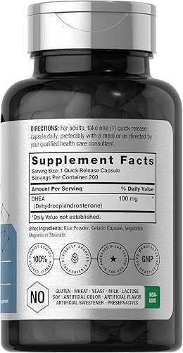 Miniatura 2 de DHEA 100 mg  200 cápsulas  Suplemento sin OMG sin gluten  por Horbaach
