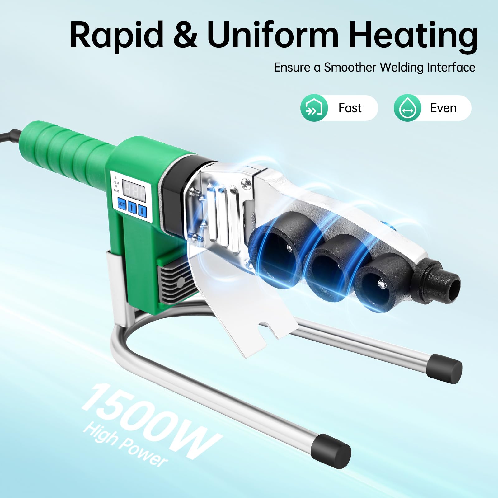 Macchina Per Saldare Tubi Acqua, Polifusore Professionale 1500W, Precisione Temperatura, 3 Teste 20/25/32mm, Schermo LED Chiaro, Per PPR PE PP HDPE, Impianti Idraulici Casa Cantiere, 220V Europea