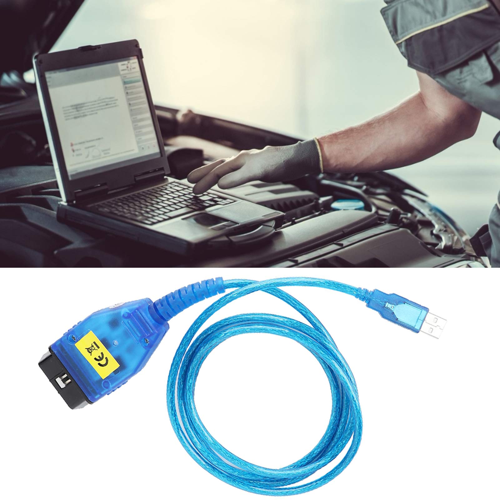 EVGATSAUTO USB OBD2 Diagnosekabel Interface K+DCAN K+CAN Adapter mit Schalter und CD-Treiber für Mini