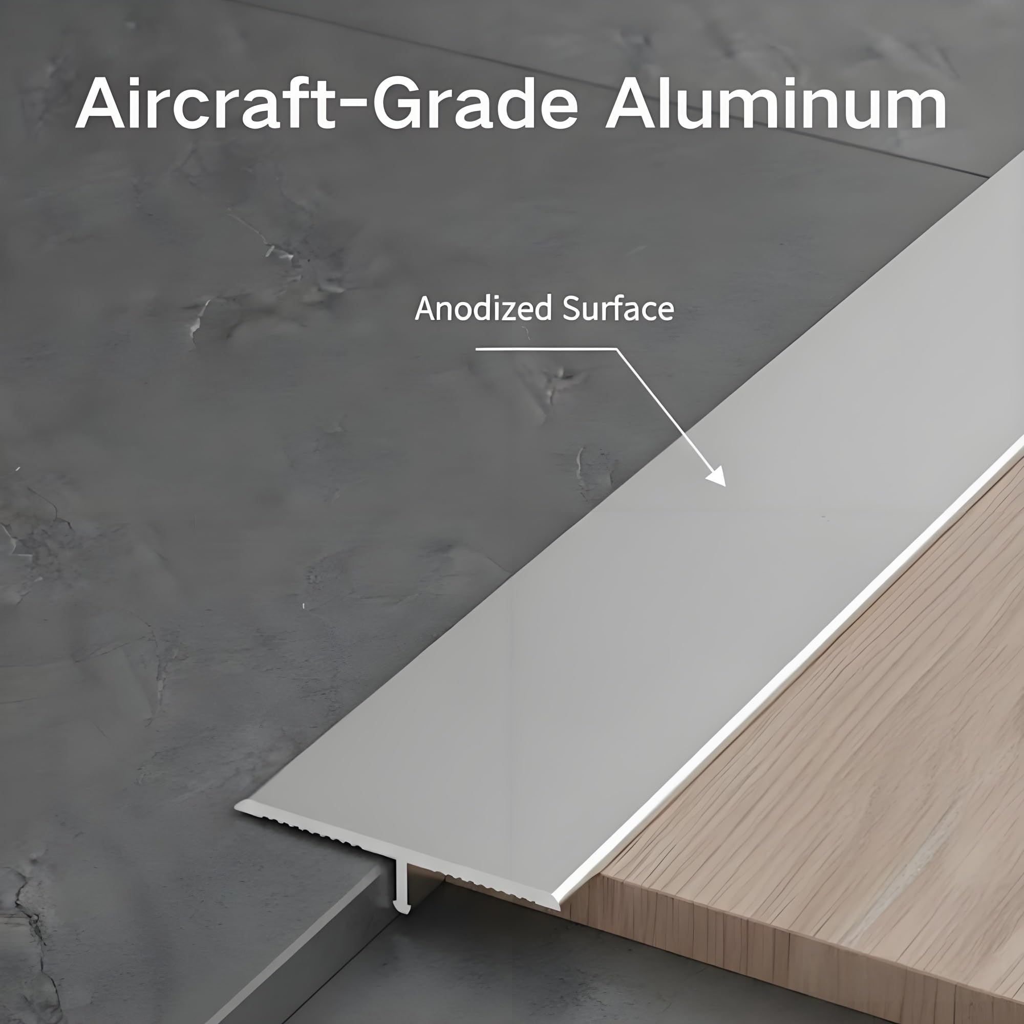 Samoprzylepna aluminiowa listwa progowa do drzwi, 90 cm, 15 mm, szerokość 60 mm, biały profil podłogowy, 3 szt., 90 cm