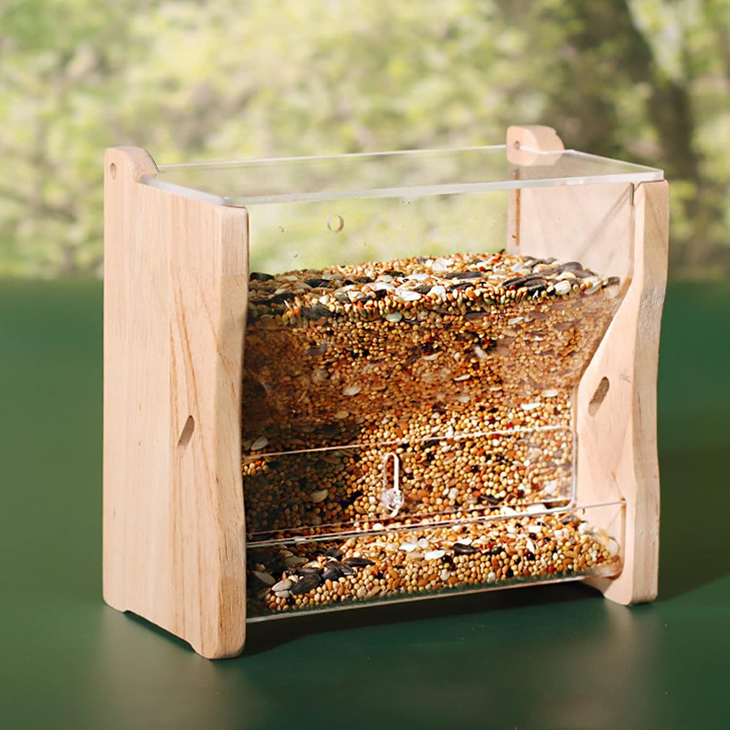 Window Bird Feeder,Acrylic Clear Window Bird Feeder Chicken Feeder Automatic Chick Bird Food Box for Budgies Cockatiel Quails (M)