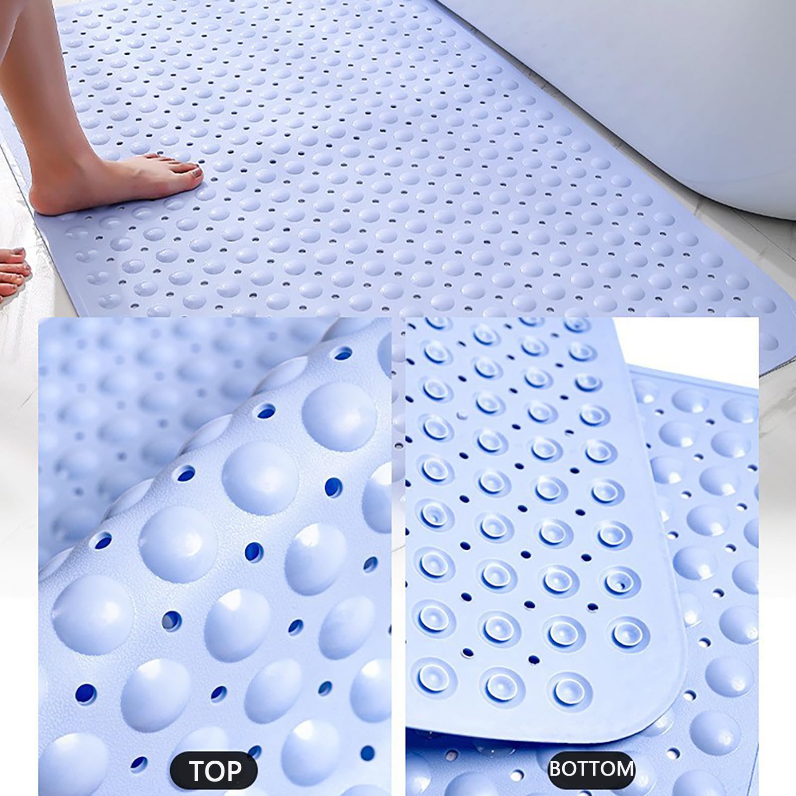 PVC Antideslizante Alfombrilla de Ducha Cuadrada Lavable a Máquina, Fácil de Limpiar Lfombrilla de Baño Antideslizante con Ventosas para Saunas, Cuartos de Ducha,Gris,58x88cm/23x35in
