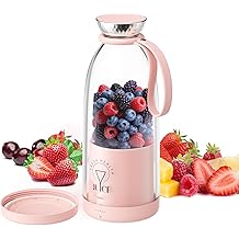 Portable Blender, Personal Smoothie Maker with 6 Blades, Rechargeable Mini Juicer Cup, 17 oz with Travel Lid for Outdoors, Camping, Office, Kitchen (Pink)