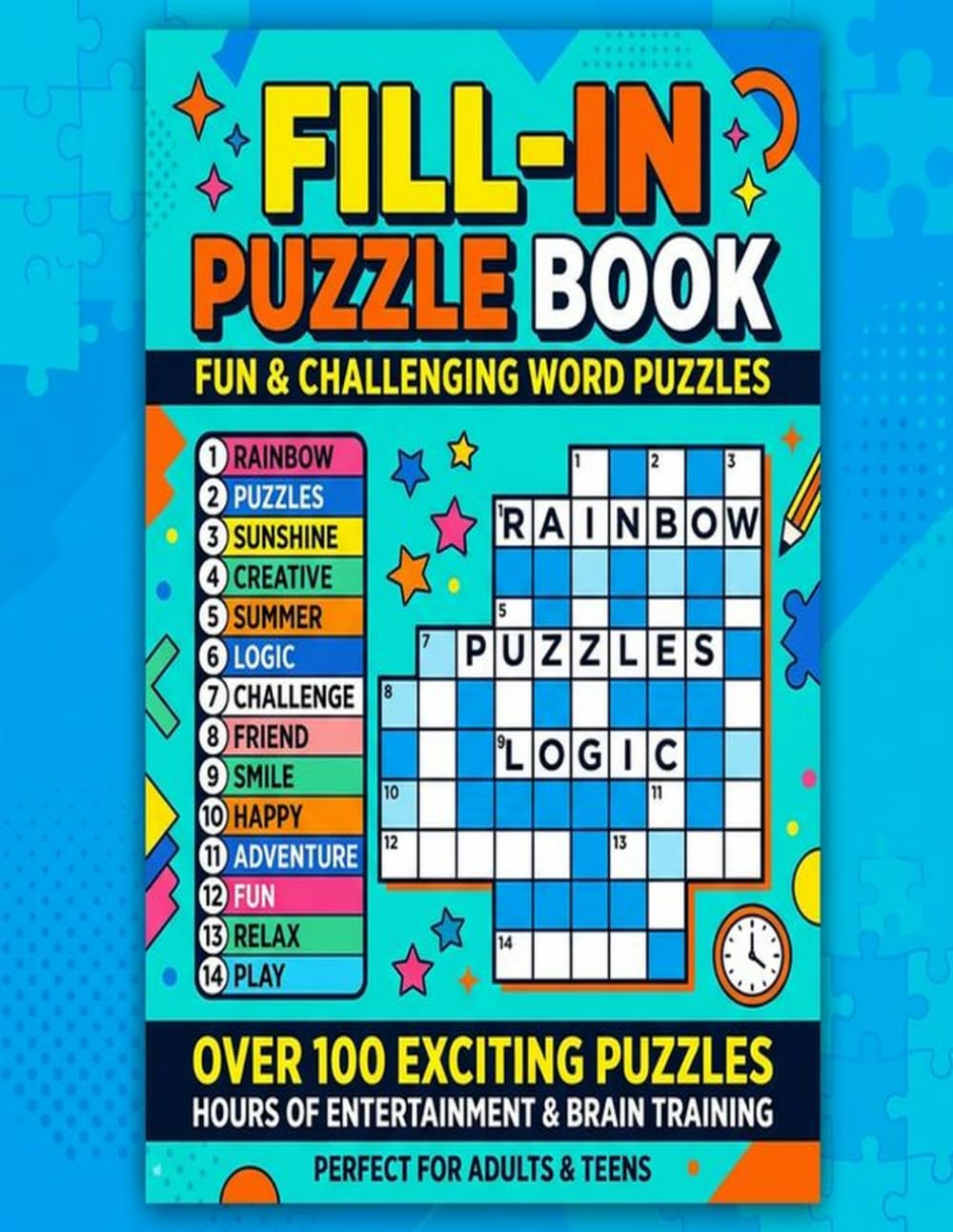 Large Print Fill-In Puzzles for Adults and Seniors: 100 Themed Crossword-Style Word Puzzles with Complete Answer Key - Easy to Read 18pt Font Brain Games Activity Book