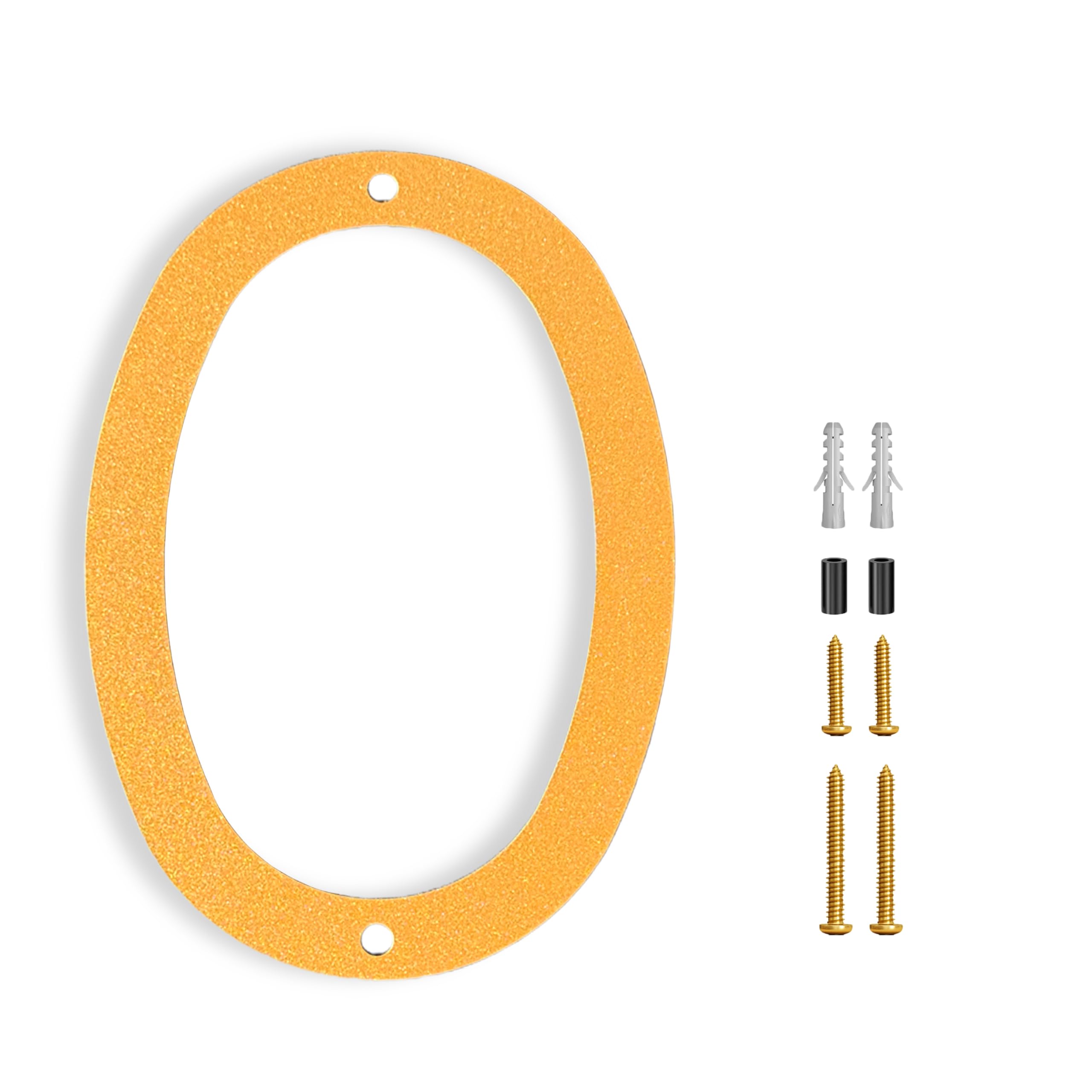Números de casa de aluminio, números de exterior para el hogar, números de dirección personalizables, metal de aluminio moderno, resistente a la intemperie, fácil instalación (0, 5 pulgadas, dorado)