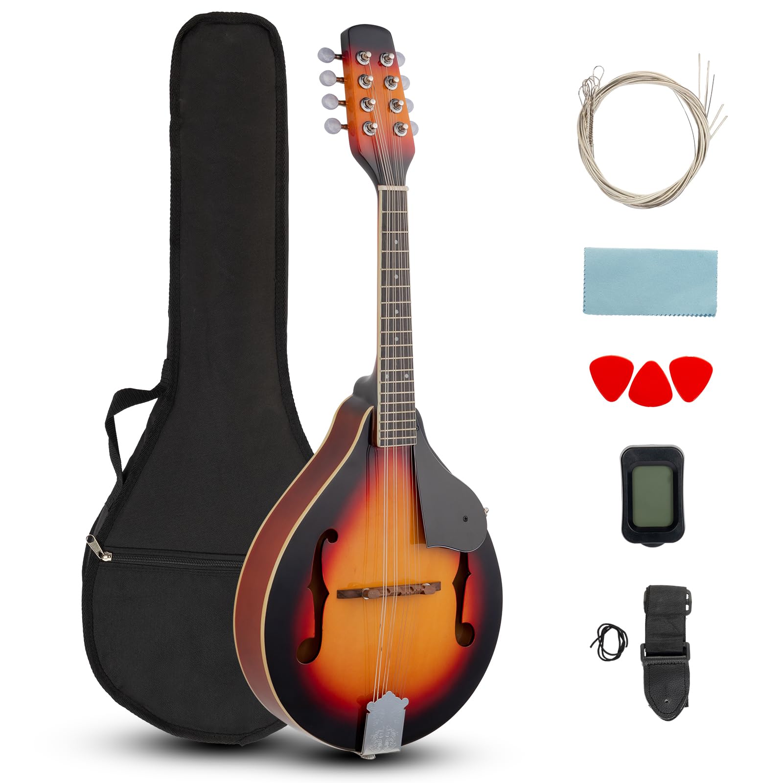 Ktaxon A-Style Mandolin, 8 Strings Acoustic Mahogany Wood, Sunburst