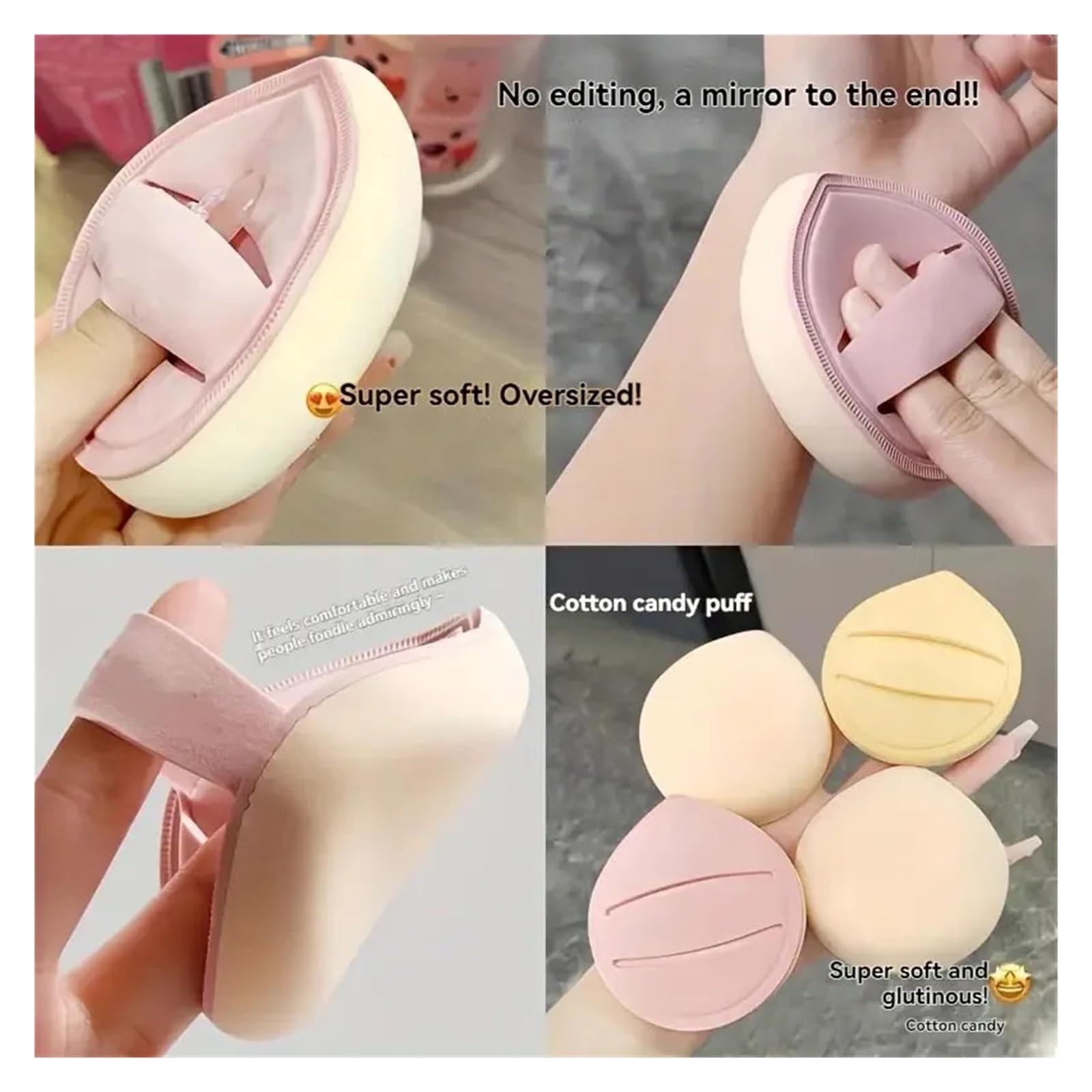 Powder Puff - Esponja de maquillaje extra grande con gotas de agua, 20 unidades, para base de maquillaje en seco y húmedo