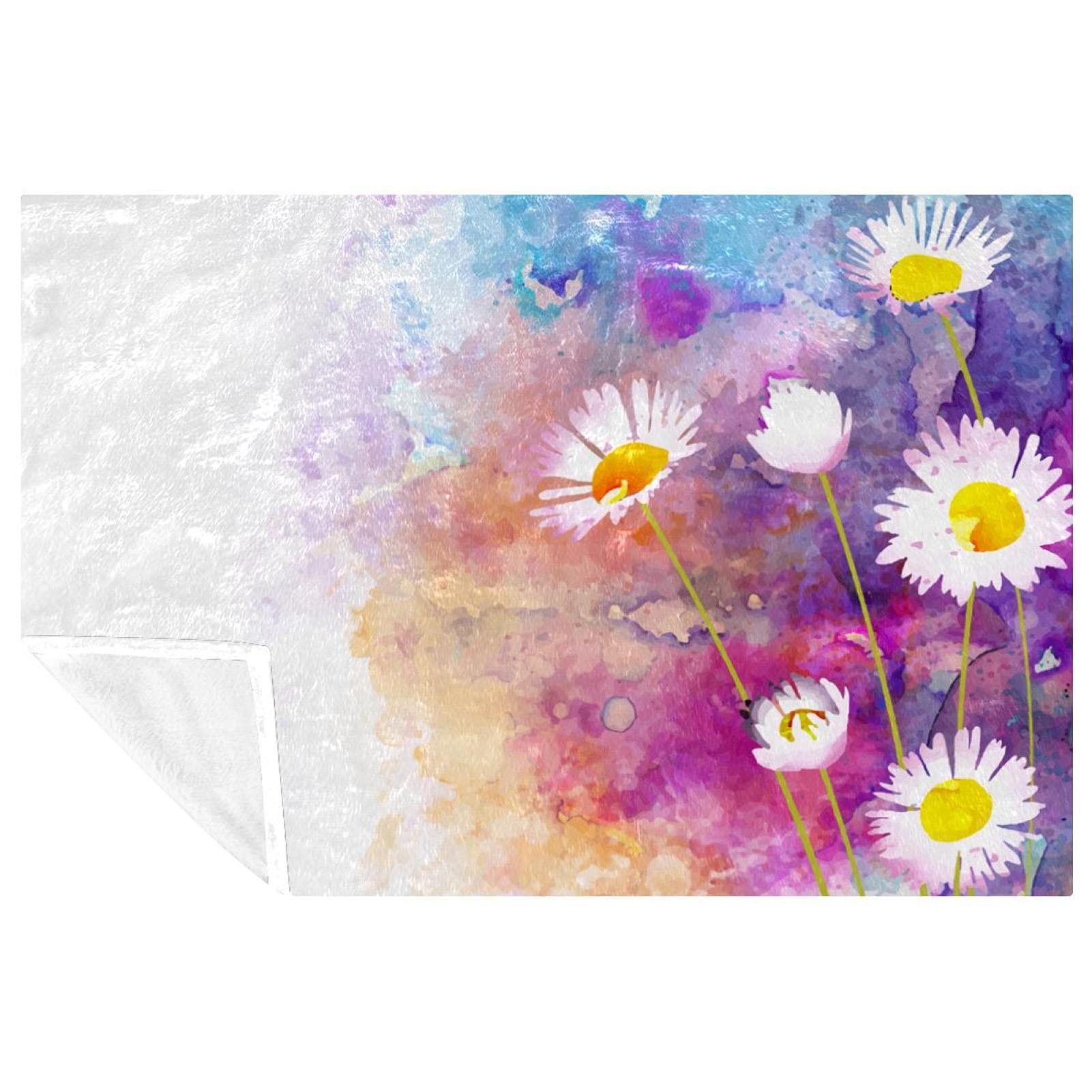 Couverture douce et chaude avec imprimé marguerites pour pique-nique et plage
