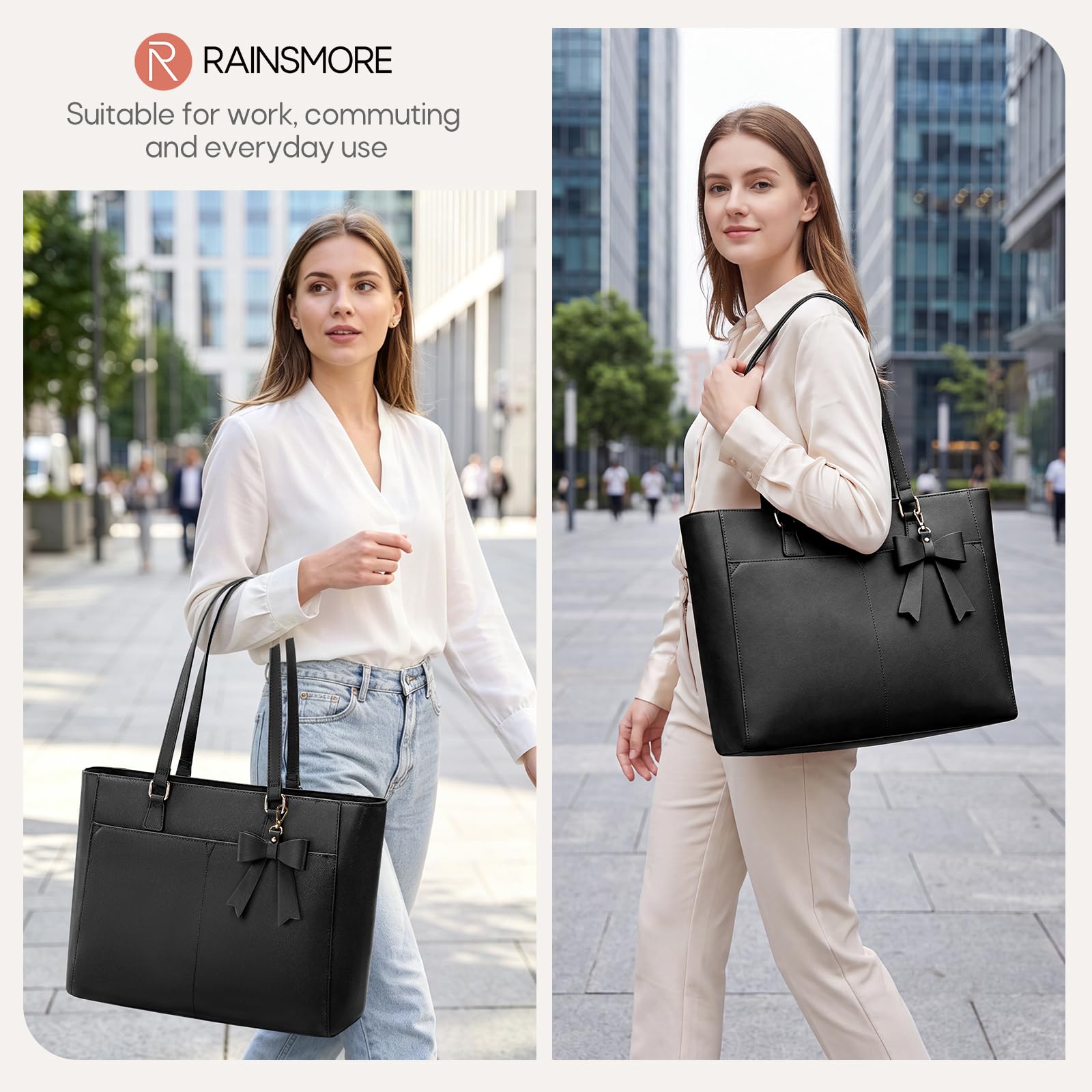 RAINSMORE Borsa Donna Grande Borsa per Laptop da 15,6 Pollici
