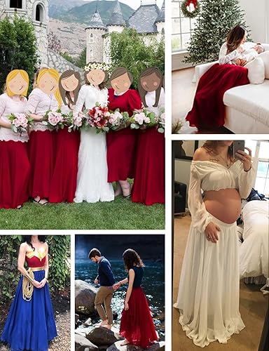 Miniatura 4 de V28 - Falda larga de gasa plisada para mujer, elástica, estilo retro, longitud completahasta el tobillo