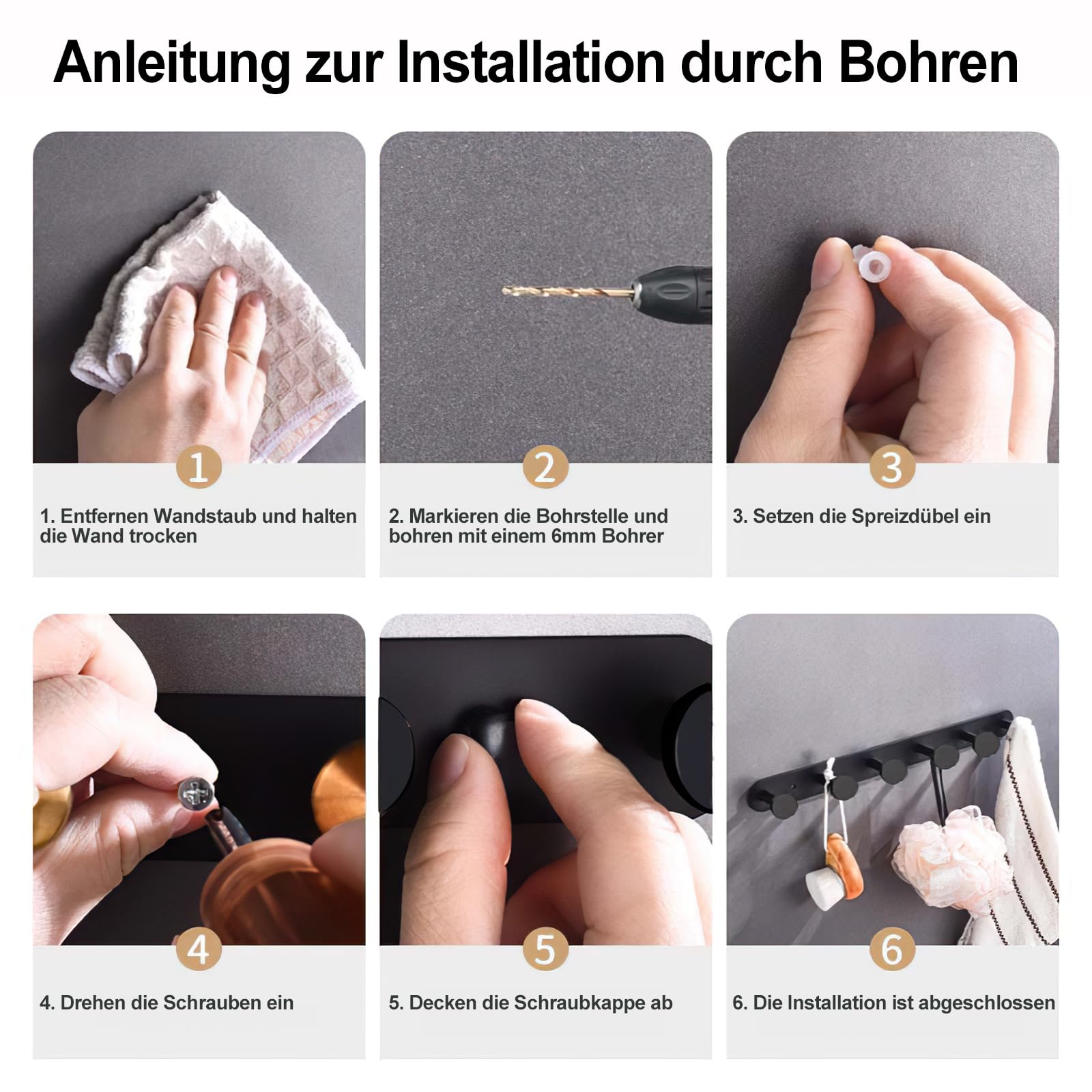 2 Türhaken Set Mit 5 Haken - Garderobe Ohne Bohren Für Schlafzimmer & Flur