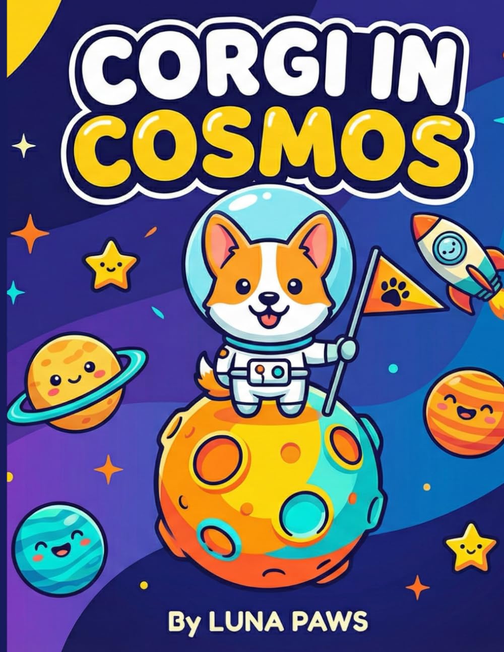 Corgi in Cosmos: Libro de colorear del espacio para niños: 30 divertidos animales astronautas