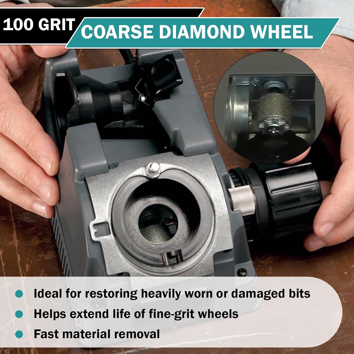 DA31325GF 100 Grit Diamond Replacement Grinding Wheel | For 350X 500X 750X Drill Bit Sharpener, 2-Pack