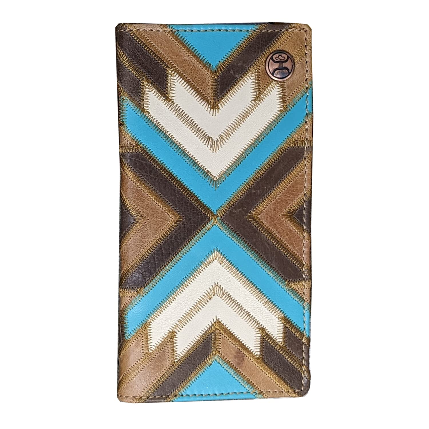 HOOEY Leather Men’s Western Rodeo Wallet (Patchwork - Turquoise)