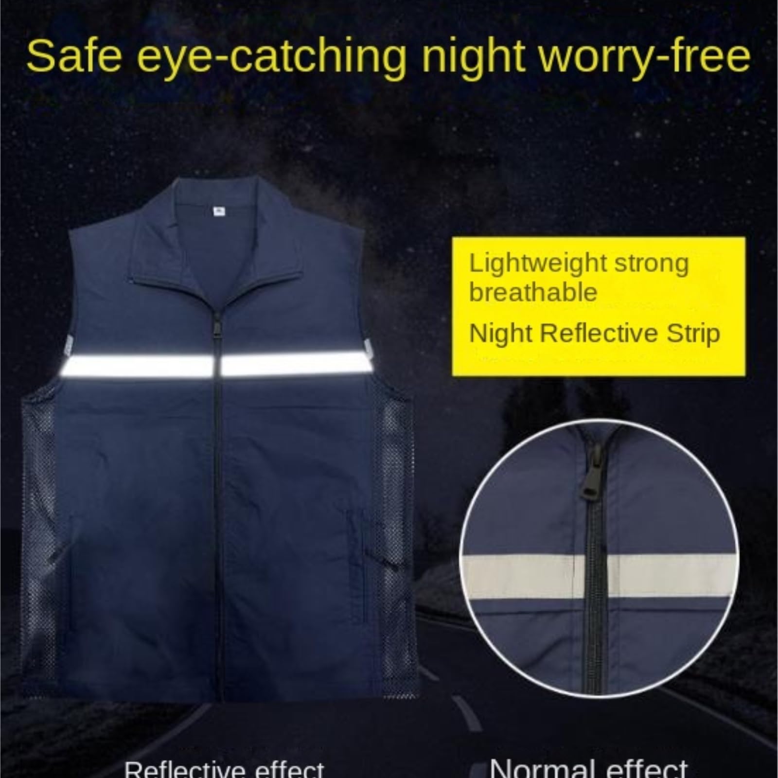 Reflectante 2 Chalecos De Rescate Emergencia Reflectantes con Múltiples Bolsillos Chaleco(Blue,XXL)