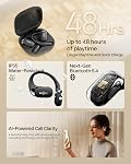New SHOKZ OpenFit 2 Earbuds with Open Ears, Wireless Bluetooth Earbuds with Microphone, Earbuds with Ear Hooks and 48 Hours of Battery Life, Fast Charging, IP55 Water Resistant, Carrying Bag, Black
