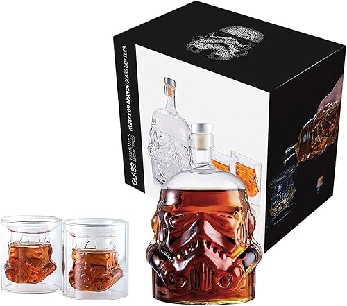 Miniatura 8 de Juego de decantador de whisky con 2 vasos, jarra creativa transparente, jarra de whisky para vino, escocés, bourbon, vodka, licor, botellas únicas 1