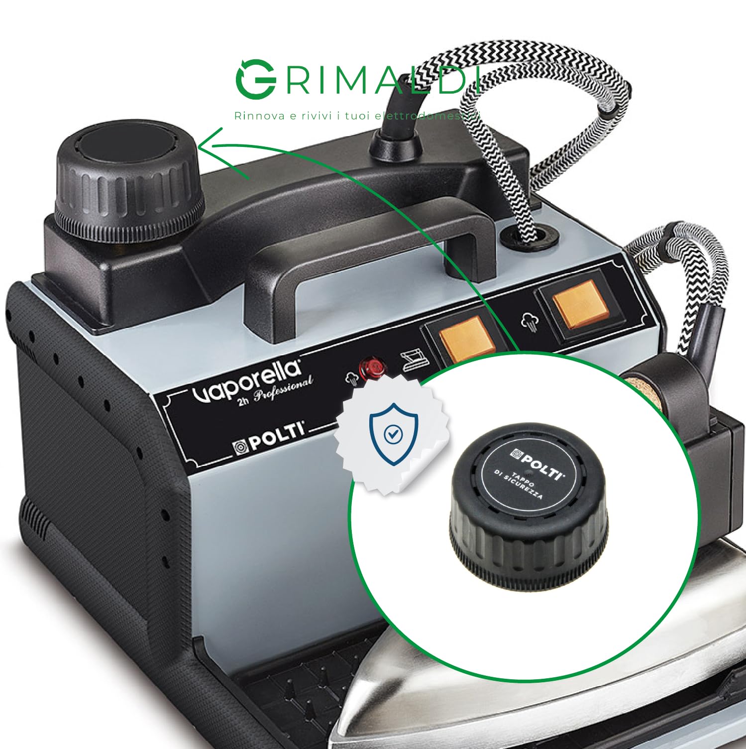 G GRIMALDI Tappo Sicurezza Vaporella Compatibile con Polti Ricambio per Ferro da Stiro a caldaia Valvola Limitazione Pressione,