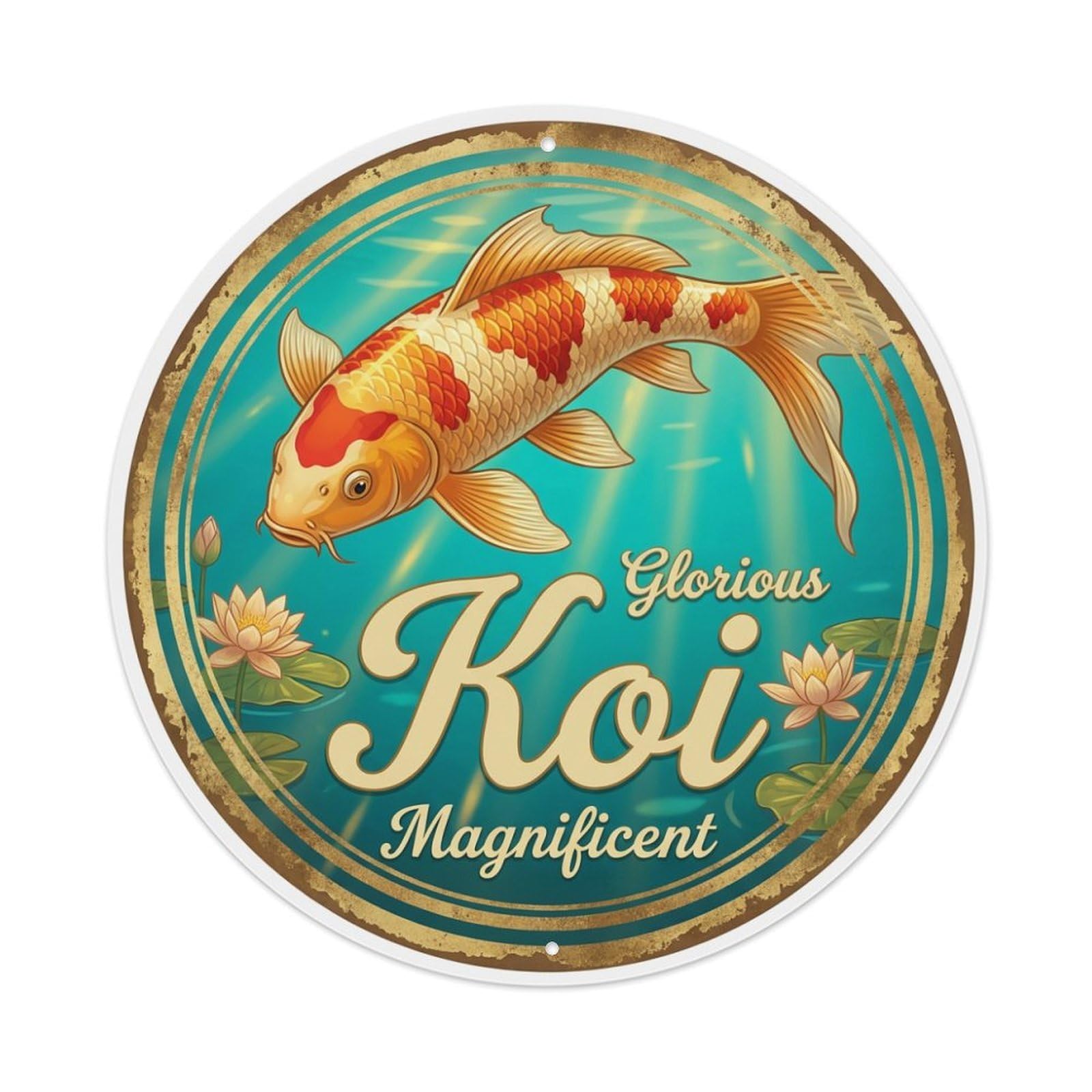 Tgrcjimh Style Metal Tin Sign Koi Fish Magnificent Splendid Waters Majestic 1