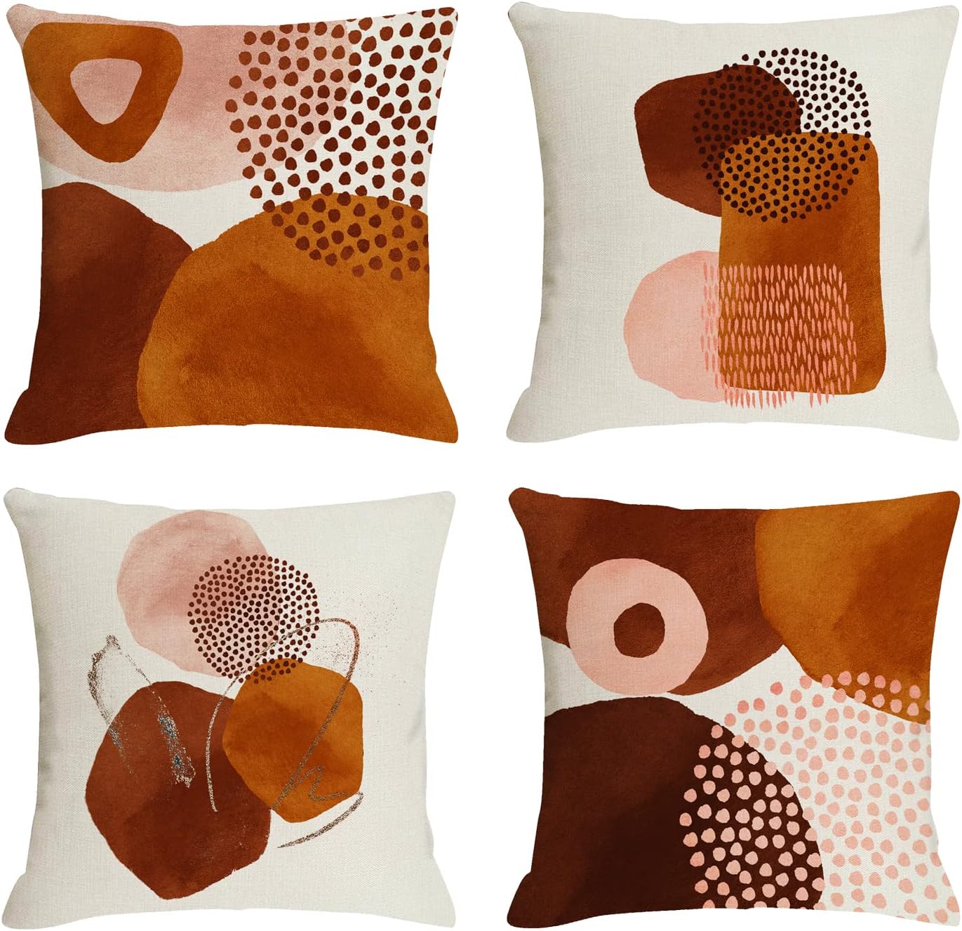 Jartinle Terracotta Abstract Throw Pillow Covers 18x18 Boho