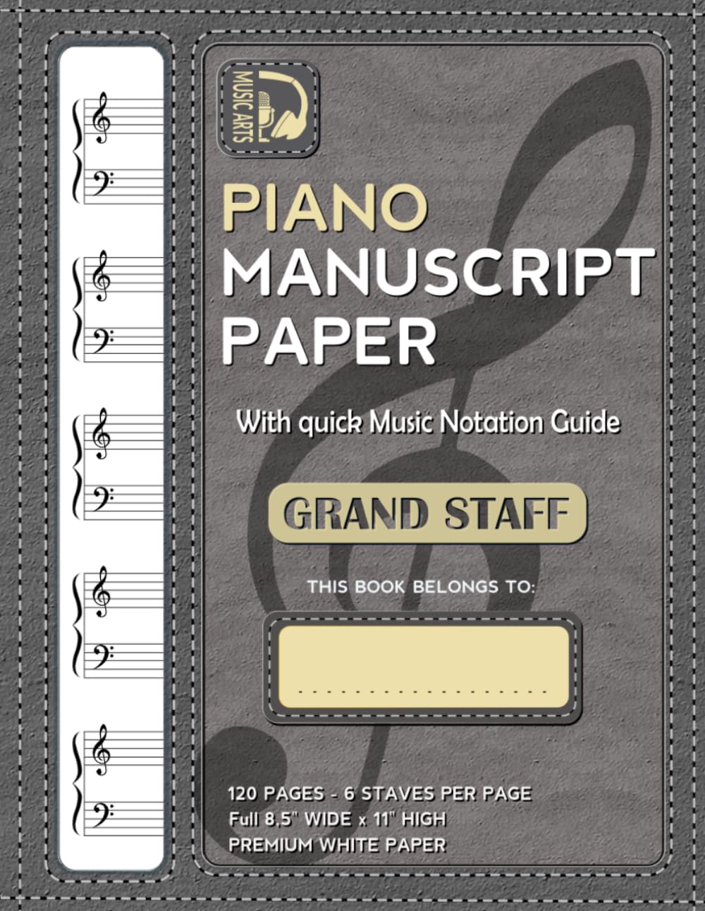 Piano Manuscript Paper with quick Music Guide Grand Staff