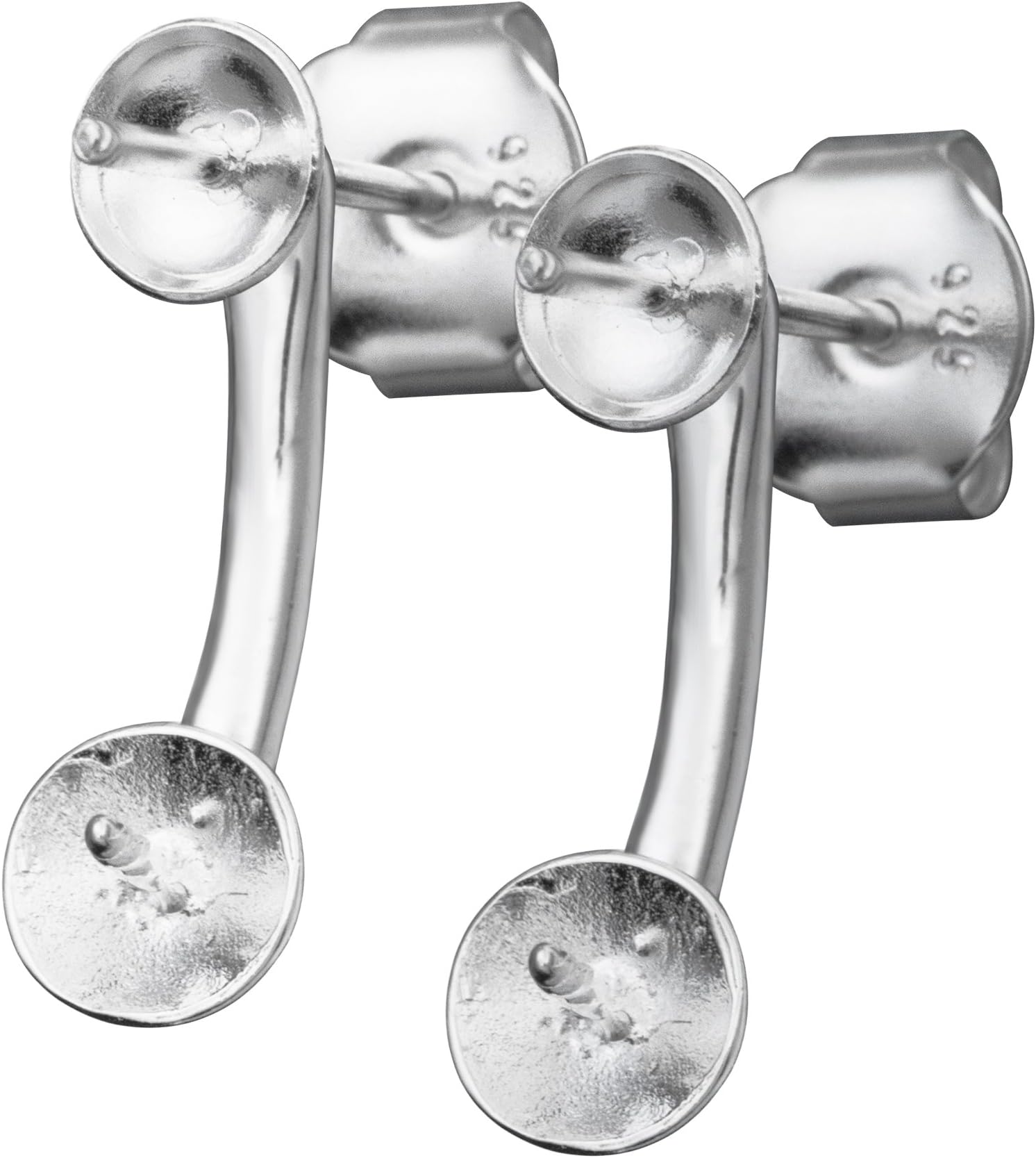 TCC Sourcing2 pcs 925 Sterling Silver 5mm Pearl Cup 2 in 1 Earring Stud & Jacket Ear Cuff Connector