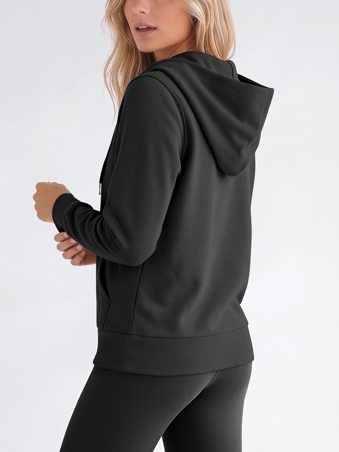 ODODOS Women's Modal Soft Full-Zip Hoodies Casual Relaxed Fall Outfit Hooded Jacket with Pockets image 3