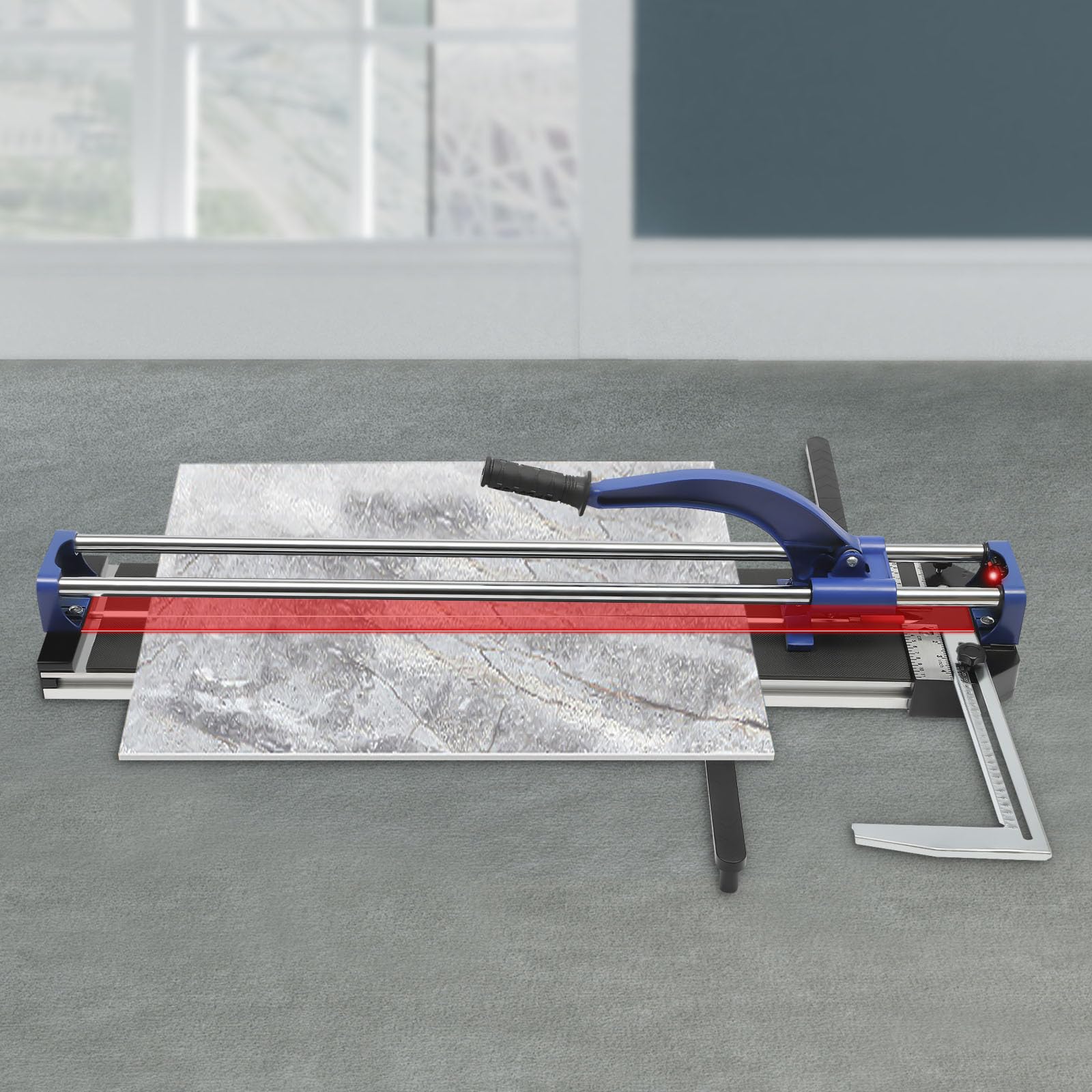Cortador de azulejos de 80 cm, doble riel y soportes manual 3/5 con precisión de posicionamiento infrarrojo manual cortador de azulejos herramientas para corte de precisión azul