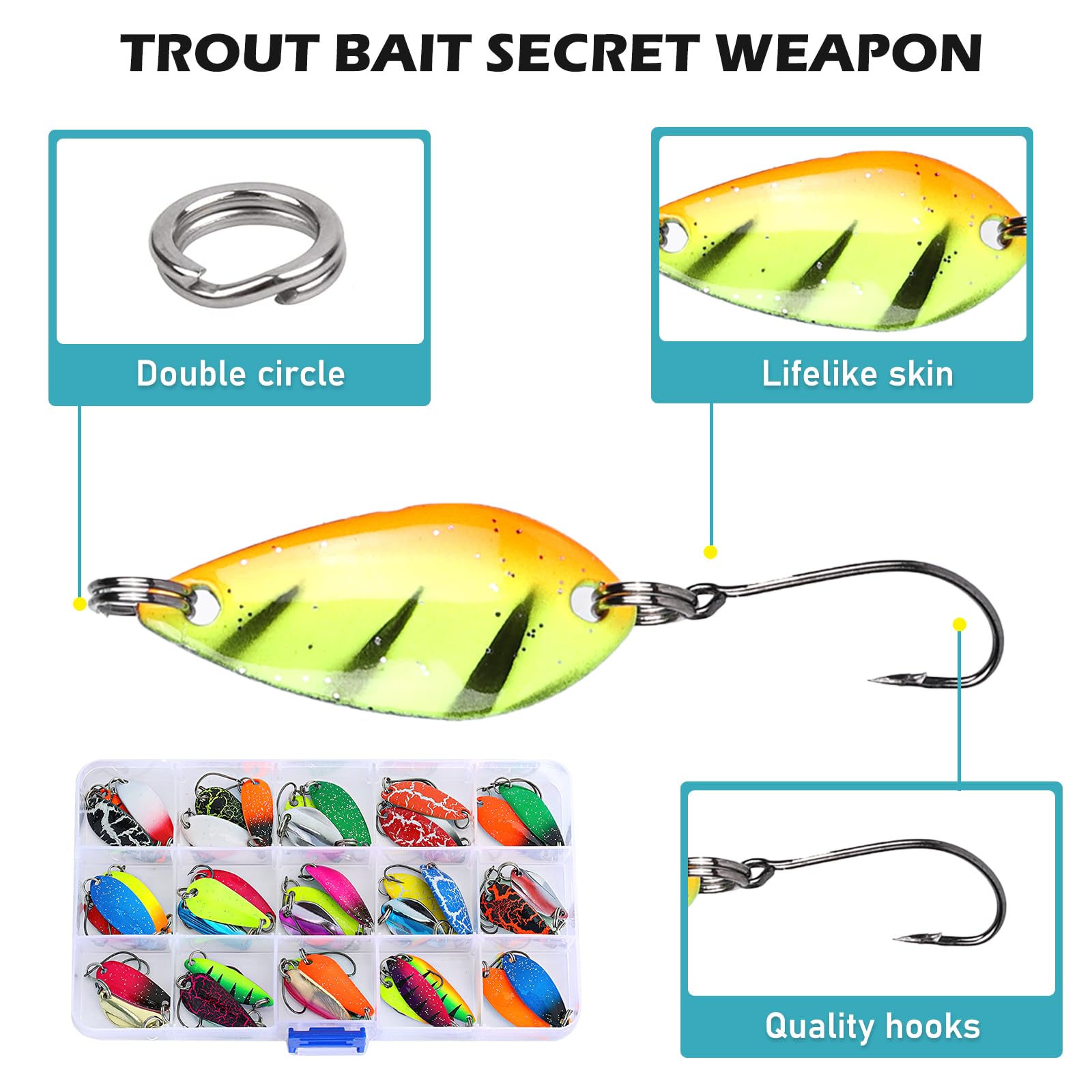 Lot 10 Cuillère De Pêche à La Truite,Perche Brochet Leurres Kit De