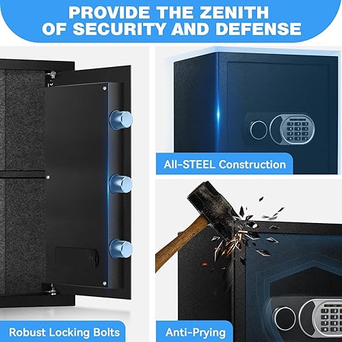 Miniatura 6 de Caja fuerte grande de 2.5 pies cúbicos con bolsa impermeable ignífuga, cajas fuertes para documentos del hogar, caja de seguridad antirrobo con