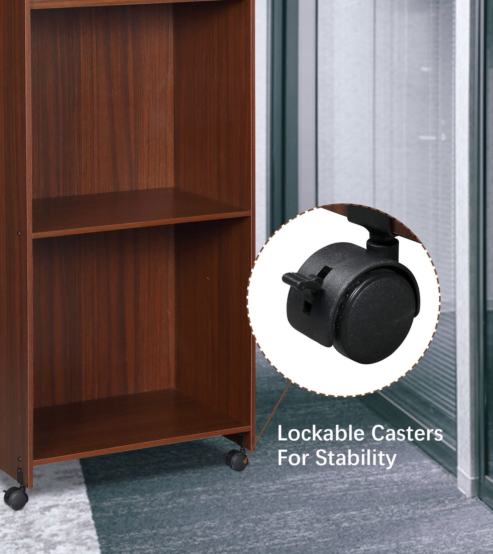 Buy Podium Stand Portable, Wooden Rolling Desk Lectern Reception Desk