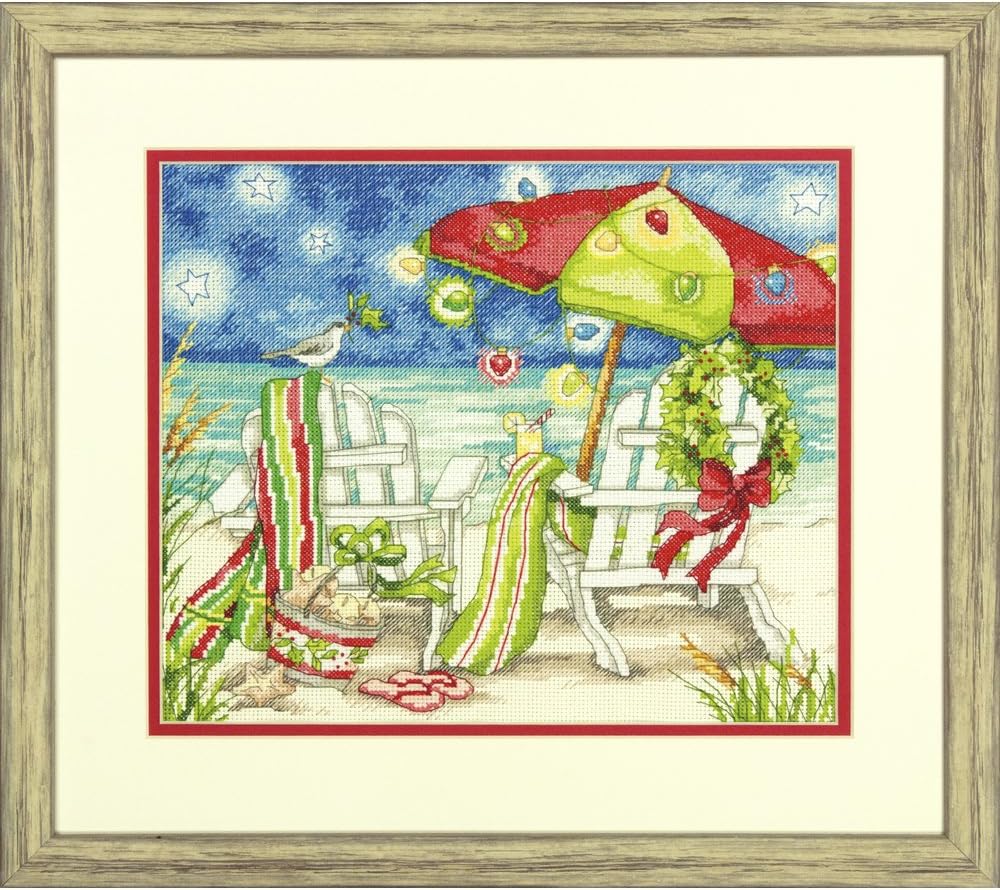 Dimennsions Counted Classic: Christmas Beach Chairs, Aida, Multi-Colour, 19.6 x 1.4 x 1 cm