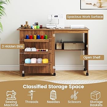Amazon.com: DORTALA Folding Sewing Table, Wood Sewing Craft