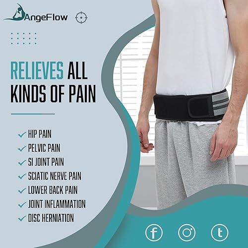 Miniatura 3 de Cinturón sacroilíaco para mujeres y hombres  Cinturón de articulación SI utilizado para aliviar la ciática, articulaciones, pelvis, espalda baja,