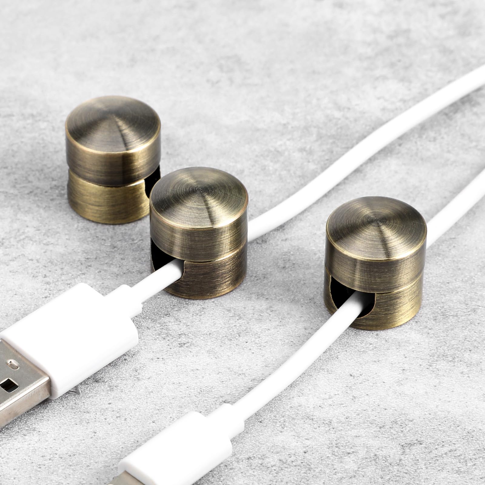 WJIAAA Cable Anchors Desk, 3 Sets Adhesive Phone Charger Holders for Cords Adjustable Wire Organizers Bronze Cord Management Clips Nightstand Office Swag Hook for Chandelier Ceiling Lights Cable