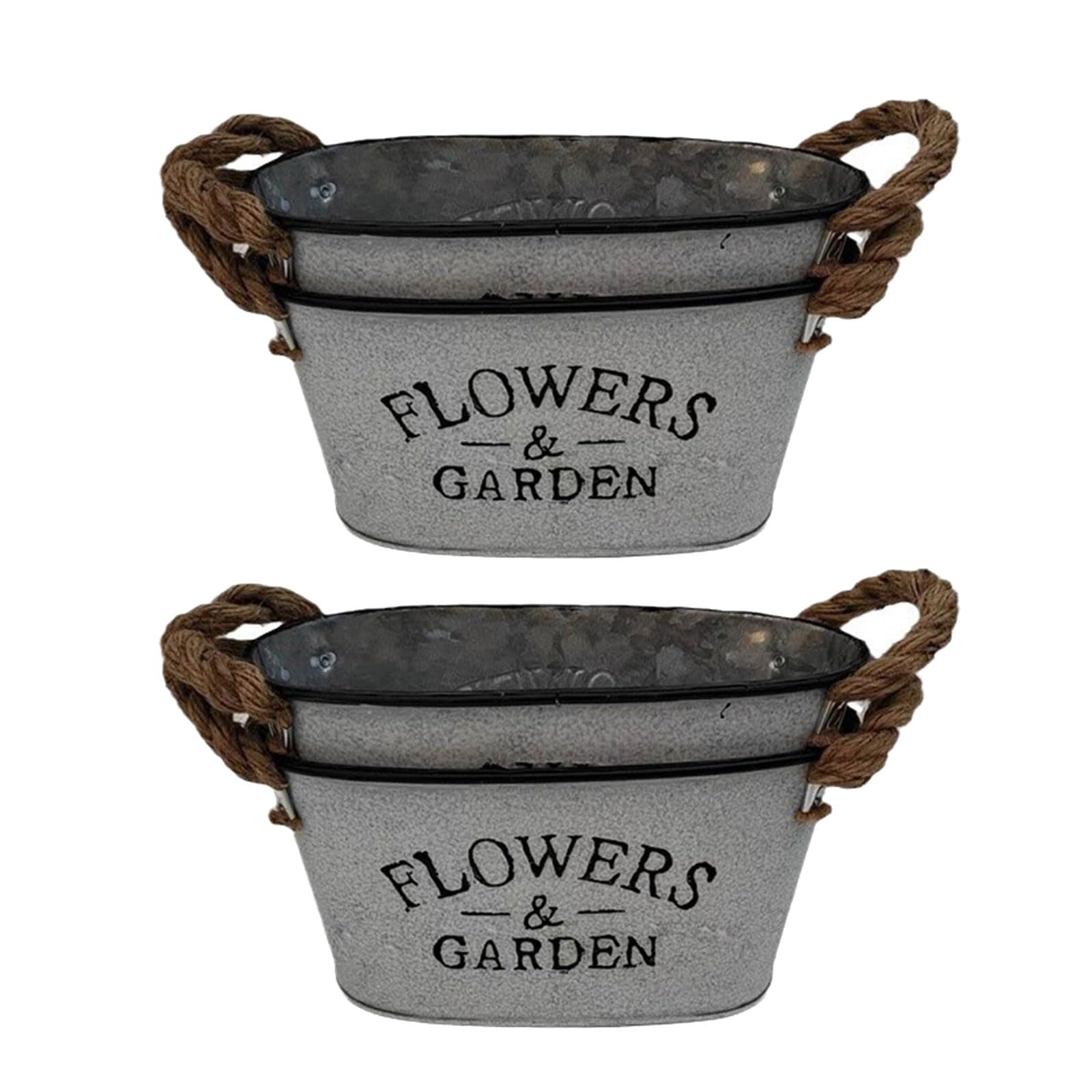 YROHGKPN 4 Pieces Oval Metal Plant Pots with Handle Drainage Hole Planter Decorative Flower Bucket for Weddings and Parties Metal Flower Pots