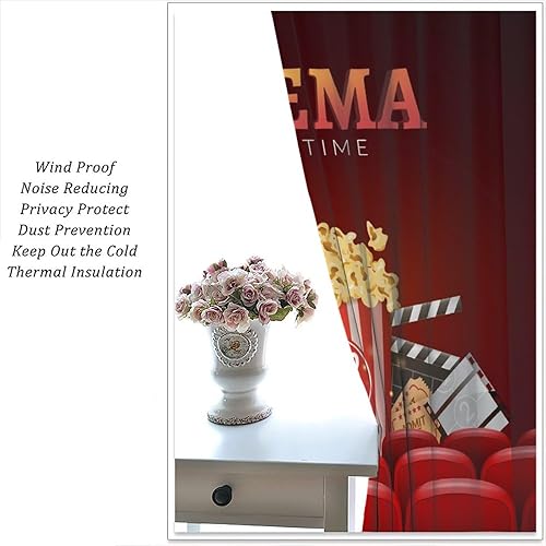 Miniatura 164 de Cortinas opacas para cine en casa, diseño retro moderno, tiras de película de palomitas de maíz para cámara de película, bolsillo para barra,
